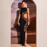 Toloer Women's Wear Summer 2024 New Sleeveless Sexy Slim Slit Dress Hollow-Out Dress Dress-Outfit