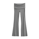 Trendy Women's Wear In Spring, The New Double-Layer Waist-Turning Sports Leisure Pants, Spicy Girls' Stretch Slimming Micro-Horn Trousers-Outfit