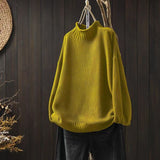Literary And Art Retro Semi-High-Collar Sweater Women Loose Large Plate Type 2025 Autumn And Winter Casual Knitted Bottom