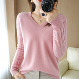 Toloer Out Makes Bottom Unlined Upper Garment Female Autumn Dong New Style Sweater Inside Jacket Long Sleeve Sets Foreign Style Slim V Gets Sweater Female-Outfit