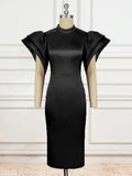 Personality Fashion Horn Sleeves Dress Party Banquet Evening Dress