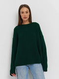 Toloer / Winter 2024 Round Collar Loose Long Sleeve Basic Casual Sweater