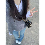 Toloer Sets Of Female Fall Korean Wear A Fried Street Lively Age Reduction Foreign Style Fashion Salt Vest Shirt Jeans-Outfit