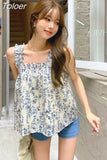 Summer Tanks 2023 Ropa Mujer Sweet Print Backless Loose Camis Oversized Tops Fashion Korean Sling Vest Women's