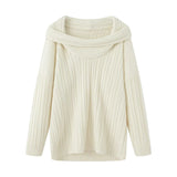 Vintage Lazy Wind Word Collared Knitted Shirt 2025 Autumn New French Babes Loose Collar