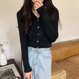 Sense Of The Small V-Neck Long-Sleeved Knitted Shirt Women's Autumn And Winter New Half-Opened Collared Blouse Bottom