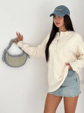 College Polo Collar Solid Color Loose Sweater Soft Tones Softly Wear Knitted Skin Fabric