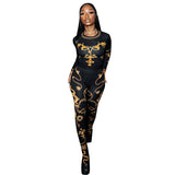 Women's Spring New Positioning Printing Long-Sleeved Collar Blouses Two