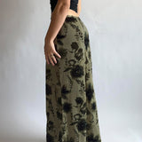 Toloer Style Retro Sen Flower Print Sexy Low Waist Skirt Female Milk Silk Straight Skirt Skirt-Outfit