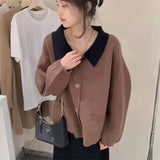 Polo Coloured Sweater Cardigan Coat Girl 2024 New Fashion Sweater Sweater Girl-Outfit