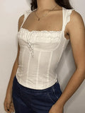 Flutter Sleeve Lace Up Corset Top-Outfit
