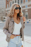 Zipper Jacket Women Button Down Outerwear Spring Autumn Casual Streetwear Drawstring Hem Jackets Fashion Aesthetic Female