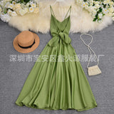 Toloer Gentle Wind Dress Goddess Seaside Resort Dress Ins Careful Machine Back Strap Waist