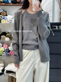 Lazy Wind Knitted Cardigan Halter Vest Two Sets Of Women Wear Korean Version Of Casual Loose-Fitting Sweaters-Outfit