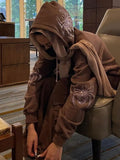 Skeleton Graphic Zip-Up Oversized Hoodie-Outfit