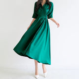 Dress Women's Summer New Dress French Waist Repair Slimming Temperament Summer High-Waist A-Word