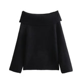 Women's New Autumn And Winter Temperament Long-Sleeved Shoulder Simple Sweater Knitted