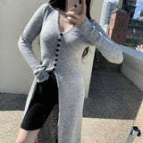 Ins Design Long Sleeve V-Neck Knitted Dress