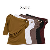 Homemade New Women's Clothing Fashionable Asymmetric Nylon Top