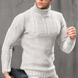 Toloer And Winter New Men's Sweater Men's Turtleneck Flower Long Sleeve Sweater Warm Head Sweater
