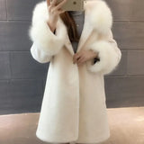 Winter New Hooded Sheep Sheared Fur Coat Wool Coat Women's Medium And Long Imitation Fox Hair Thickened Korean Slim