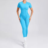 Toloer And Winter Stereo Back Tight Short-Sleeve Trousers One-Piece Sports Yoga Suit 88201-Outfit