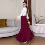 Summer Women's New Lotus Leaf Side High Waist Slim Solid Body