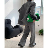 Winter Fashion Thickened Tweed Suit Coat Lapel Loose Long Sleeves Plus Size Womens Black Oversized Blazers Long Sleeve