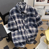 Short-Sleeved Shirt Men's Summer Retro Casual Five-Sleeve Shirt High Street Tide