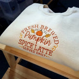 Embroidered Pumpkin Spiced Latte Jumper Sweatshirt-Outfit