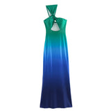 Chest-Clothed Dress Gradient Long