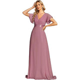 Sales Of Large Swing V-Neck Dress Chiffon Elastic Banquet Festival Annual Bridesmaid Performance Evening Dress