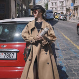 Fashion Korean Style Oversized Women's Trench Coat Double-Breasted Long with Belt Office Lady Windbreaker Spring Autumn