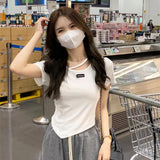 Toloer Design Sense Short-Sleeved T-Shirt Female Summer Korean Version 2024 New Hot Girl Wind Pure Desire White Bottom