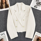 Toloer Jade Green Suit Jacket Female Autumn 2024 New Small Person Temperament Casual Versatile Small Suit Woman-Outfit