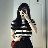 Toloer Knit Short-Sleeved T-Shirt Female 2023 Summer New Korean Version Unique Chic Student Jacket Short Ins