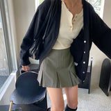 Women Knitting Cardigans Casual Spring 2022 V-neck Long Sleeve Daily Solid Mujer Sweaters Single Breasted Black