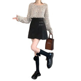 Skirt Irregular Skirt Women Autumn And Winter New Fat Mm High Waist Thin Crops A Word 100-Fold