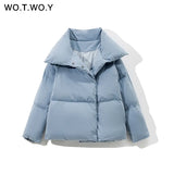 WOTWOY Thickening Oversized Winter Jacket Women Cotton Liner Cropped Padded Parkas Female Warm Coats Casual Windbreakers