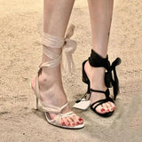 Strapped With Beautiful Toe High-Heeled Sandals Women 2025 Summer New With Skirt French Temperament Fine Heel