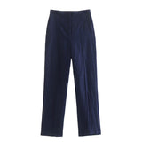 New Women's Casual Suit Vest Fashion Suit Buckle Straight Trousers Double