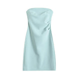 Trend Women's Wear Summer New Solid Color Slimming Short Dress Hot Girl Breast Fold Hip Skirt-Outfit