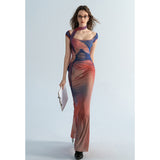 Backless Maxi Dress Women 2024 Summer Bodycon Elegant Sexy Tie Dye Outfits Ladies Birthday Party Club Dresses-Outfit