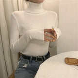Turtleneck Pullovers Sweaters Women 2022 Autumn Winter Primer Shirt Long Sleeve Short Slim-fit tight Jumper Tops