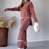 2025 New Solid Color Casual Blouse Loose Comfortable Design Micro-Thorn Trousers Set