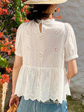 New French White Shirt Women Short-Sleeved Korean Temperament Style Wind Small Top Shenzhen South Oil Women's