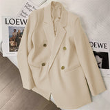 Toloer Spring And Autumn Outfit Fried Street Loose Leisure Versatile Autumn Suit Jacket Female Korean Black Suit Jacket-Outfit