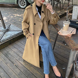 2020 Winter Korean Fashion High End Double Sided Lacing Belt Cashmere Long Jacket Loose Plus Size Wool Coat Women