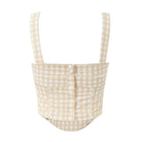 Pink Plaid Strap Top-Outfit