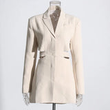 Toloer Careful Machine Sexy Wind 2024 Autumn New Hollow Out Waist Show Thin A Button Suit Solid Color Coat Female-Outfit